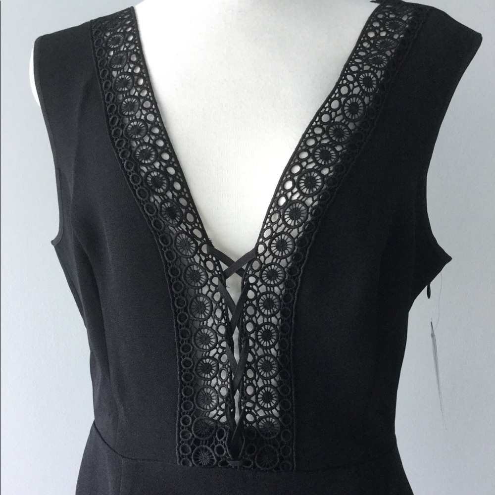 Shoe Dazzle Black Lace Up Body Con Dress XL NEW